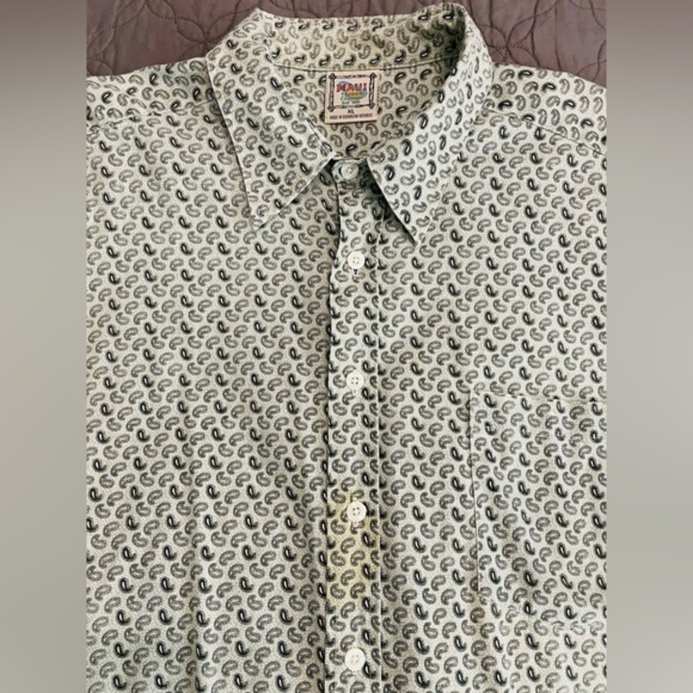 Maui Trading Company Shirt Adult XL Button Up  Short Sleeve  Mens Paisley‎